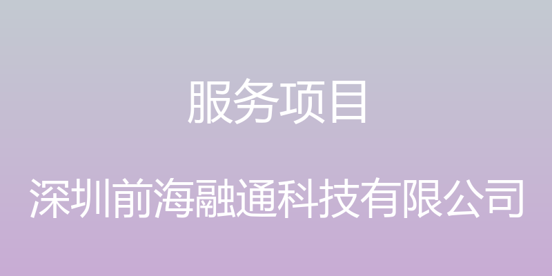 服务项目 - 深圳前海融通科技有限公司